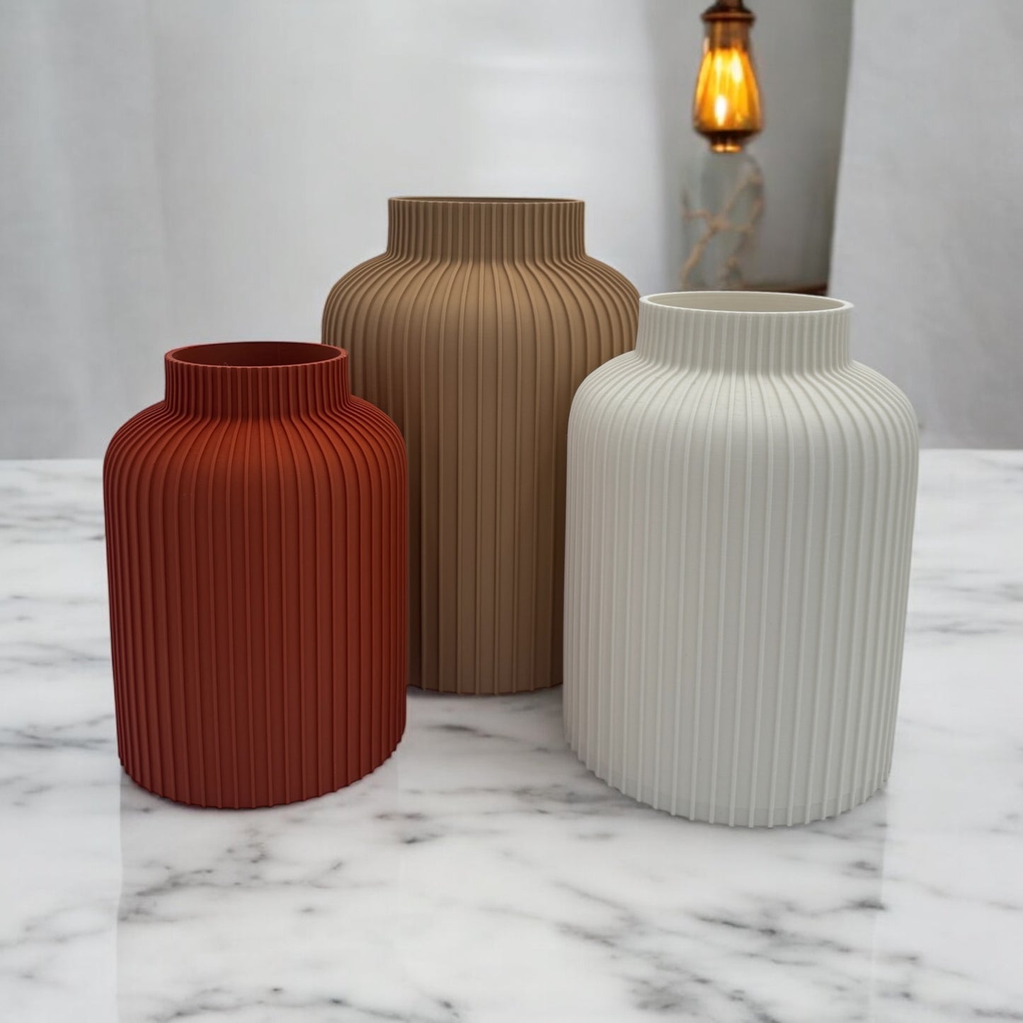 Ridged 3D Printed Vase