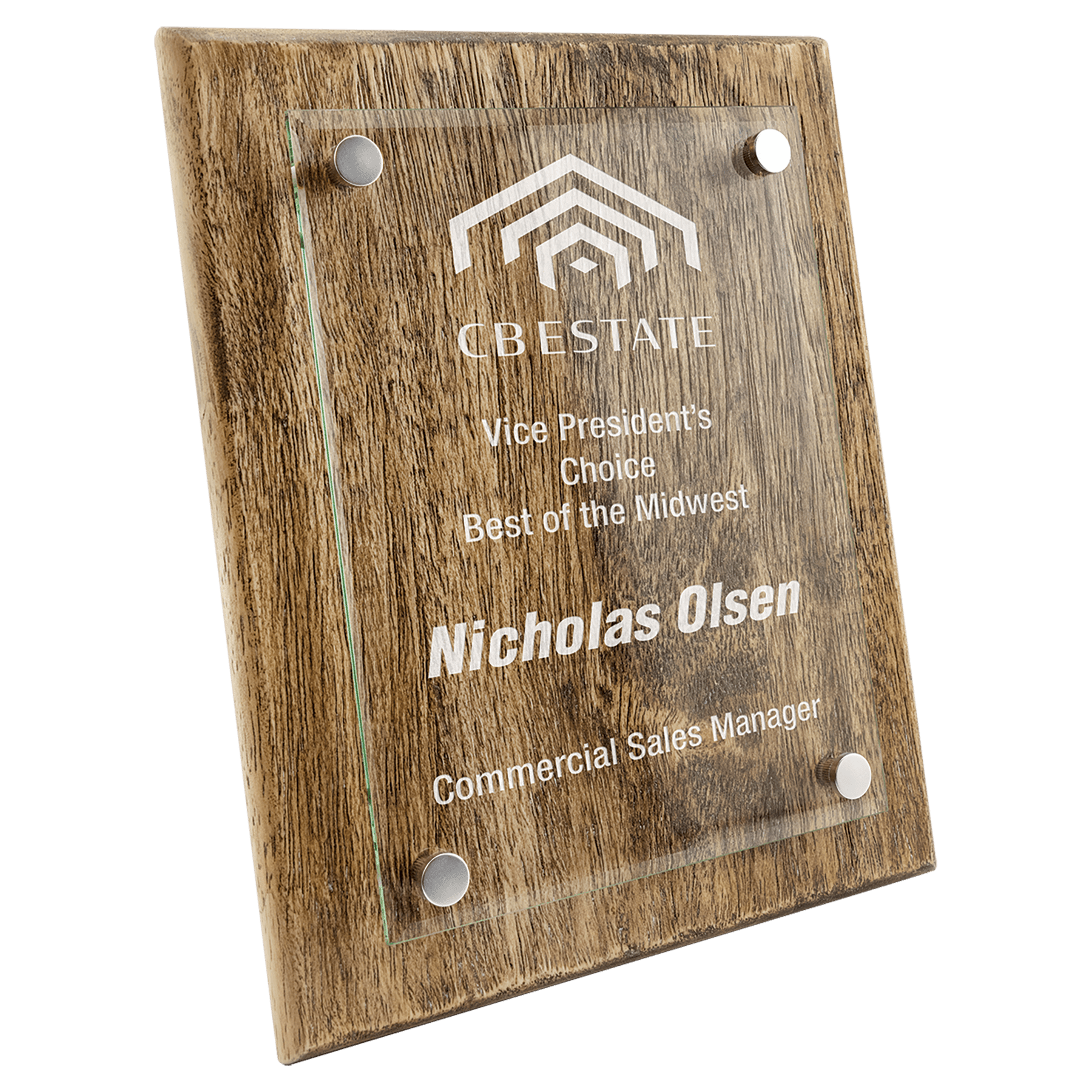 8" x 10" Barnwood Floating Glass Plaque