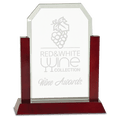 9" Gateway Jade Clip Corner Glass Award with Rosewood Finish Base