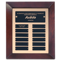 12" x 15" Airflyte Cherry Finish Frame Perpetual Plaque with Gold Metal Background and 12 Laserable Black Brass Plates